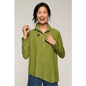 Lisa Bayne Azalea Woven Top Size XL Green